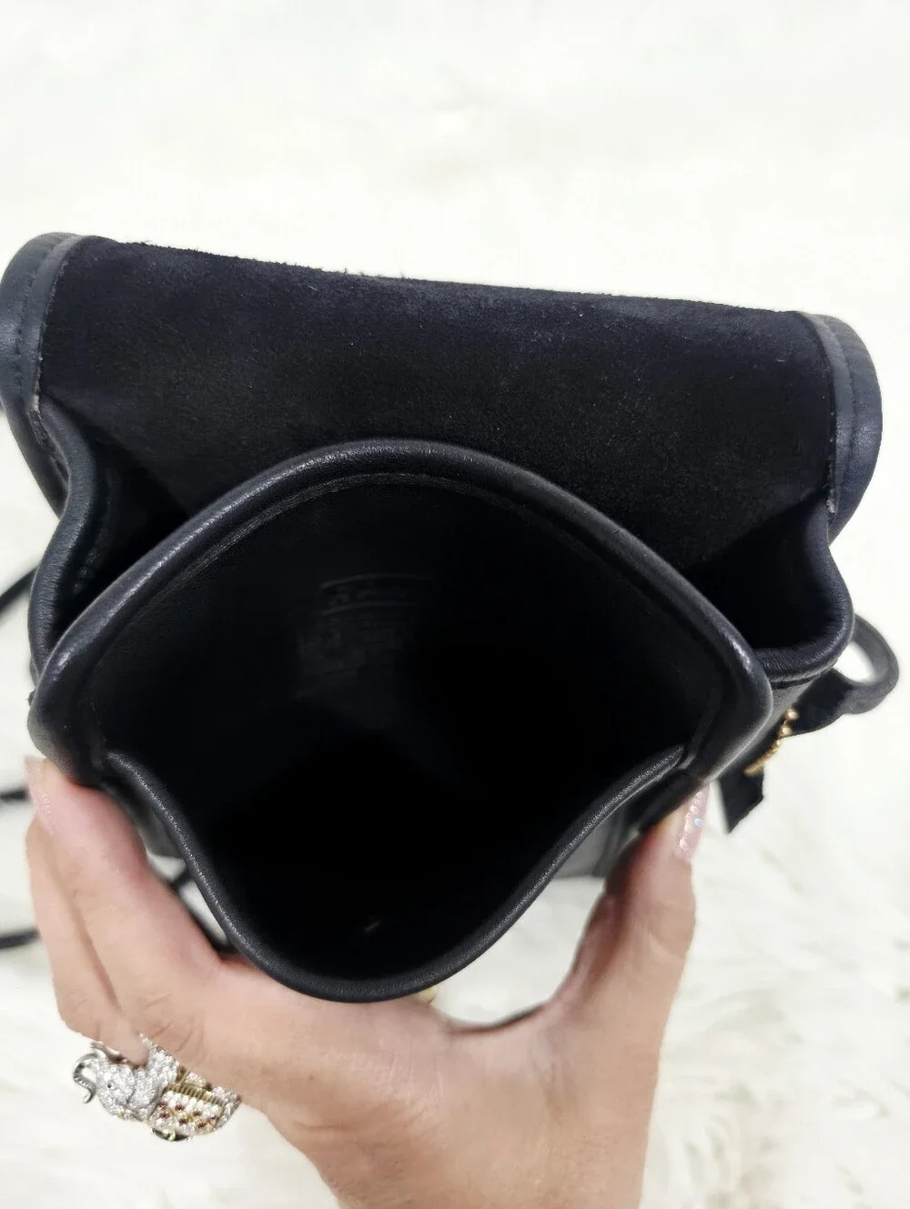 Coach 0770 Vintage Black Leather Turnlock Crossbody Shoulder Bag USA Made